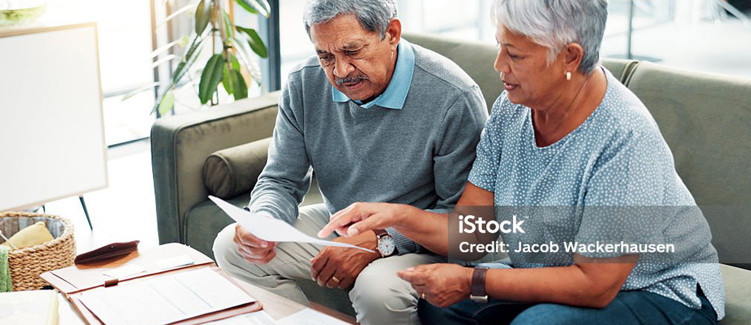 couple looking at bills